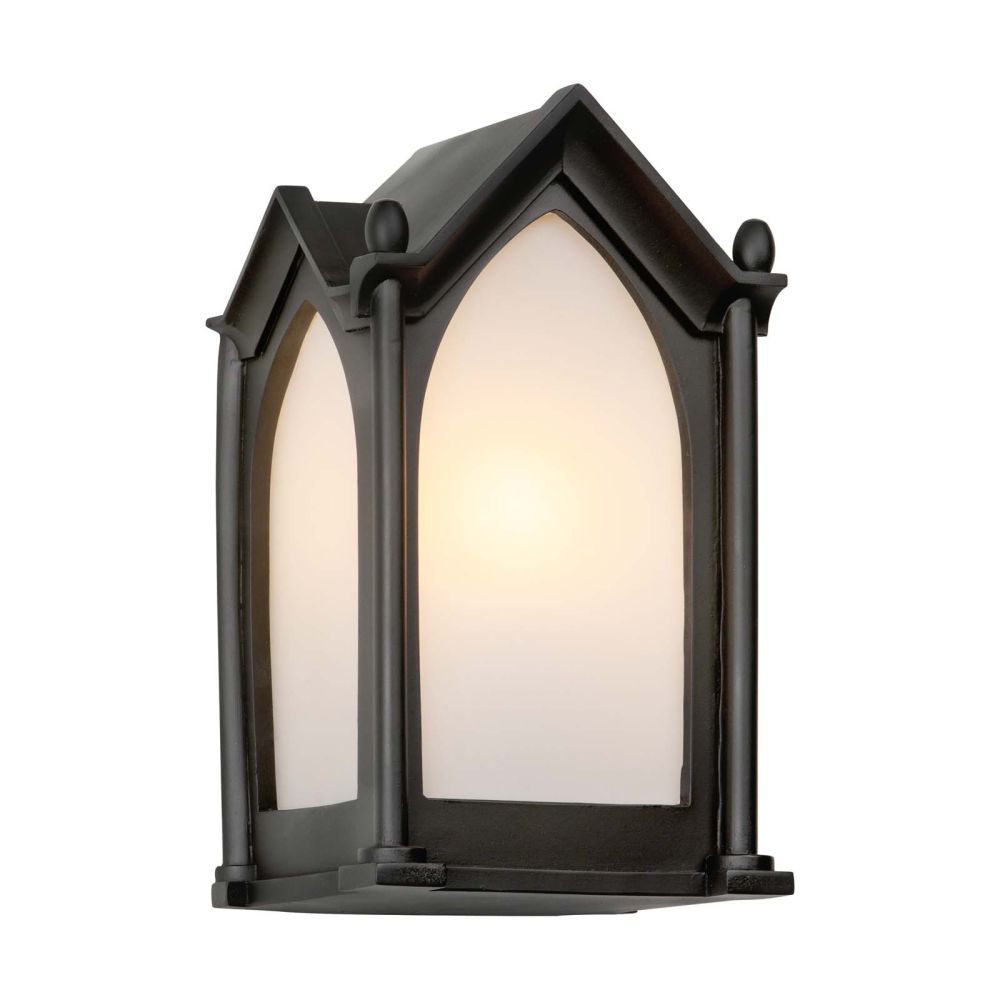 Canterbury Outdoor Wall Light Black and Frosted Glass IP44