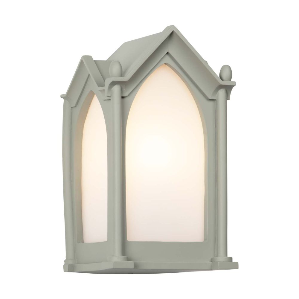 Canterbury Outdoor Wall Light Sage Green and Frosted Glass IP44