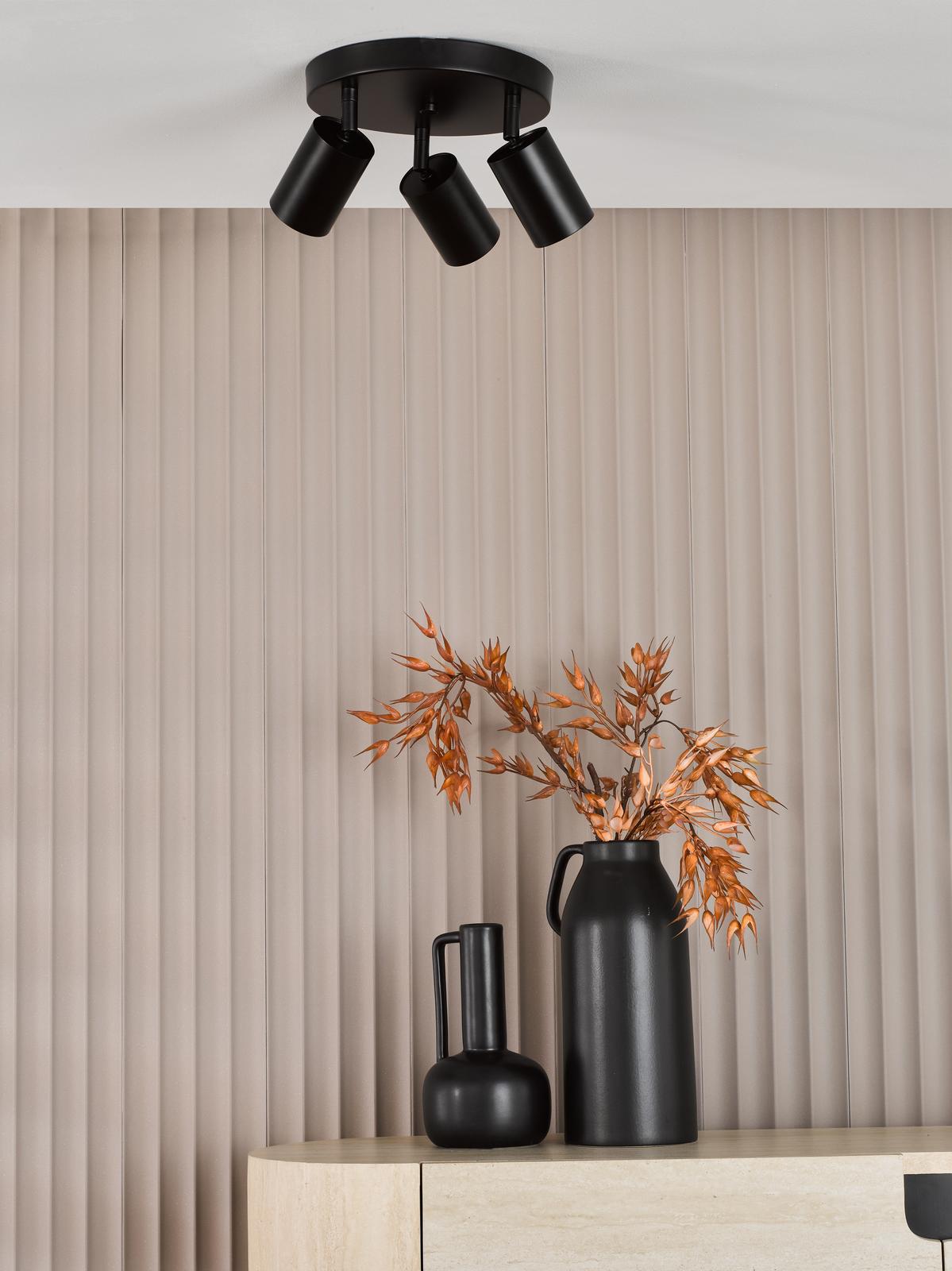 Cawley 3 Light Plate Spotlight Matt Black