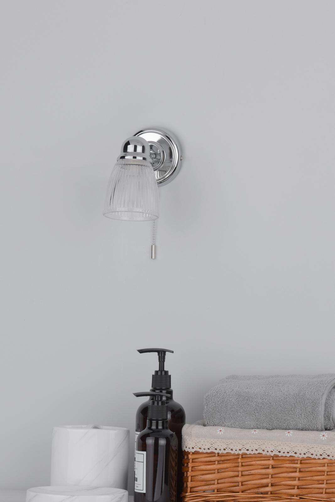 Cedric Bathroom Single Wall Spotlight Polished Chrome Glass IP44