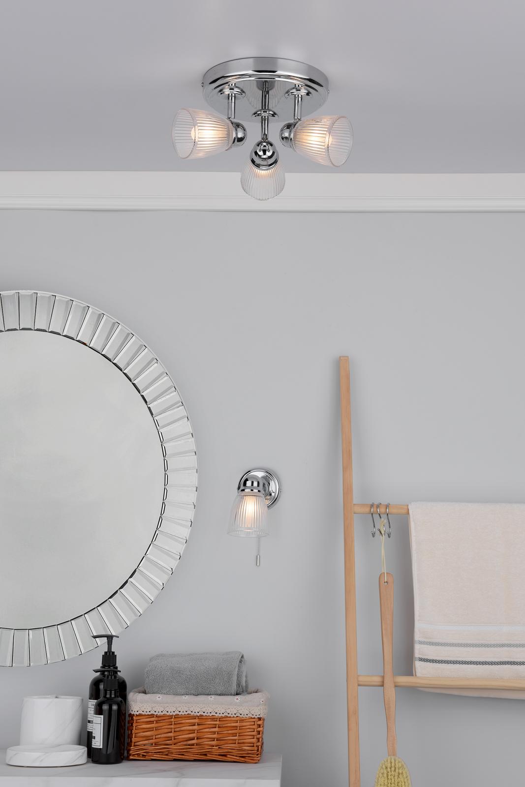 Cedric Bathroom Single Wall Spotlight Polished Chrome Glass IP44