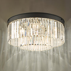 Celeus 6 Light Flush Matt Anthracite & Crystal