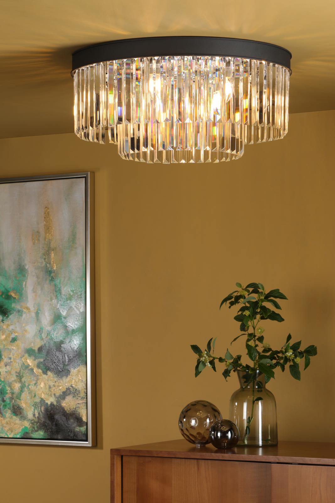 Celeus 6 Light Flush Matt Anthracite & Crystal