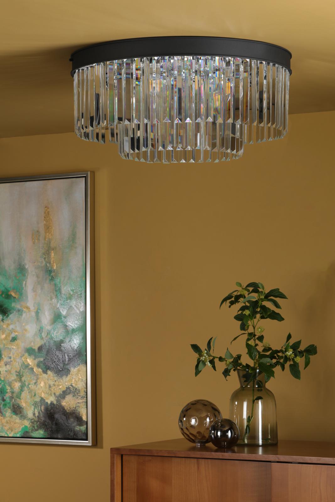 Celeus 6 Light Flush Matt Anthracite & Crystal