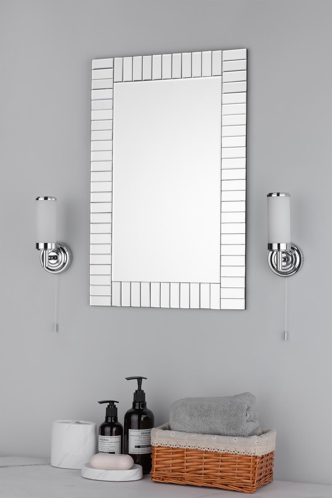Century Bathroom Wall Light Polished Chrome Opal Glass IP44