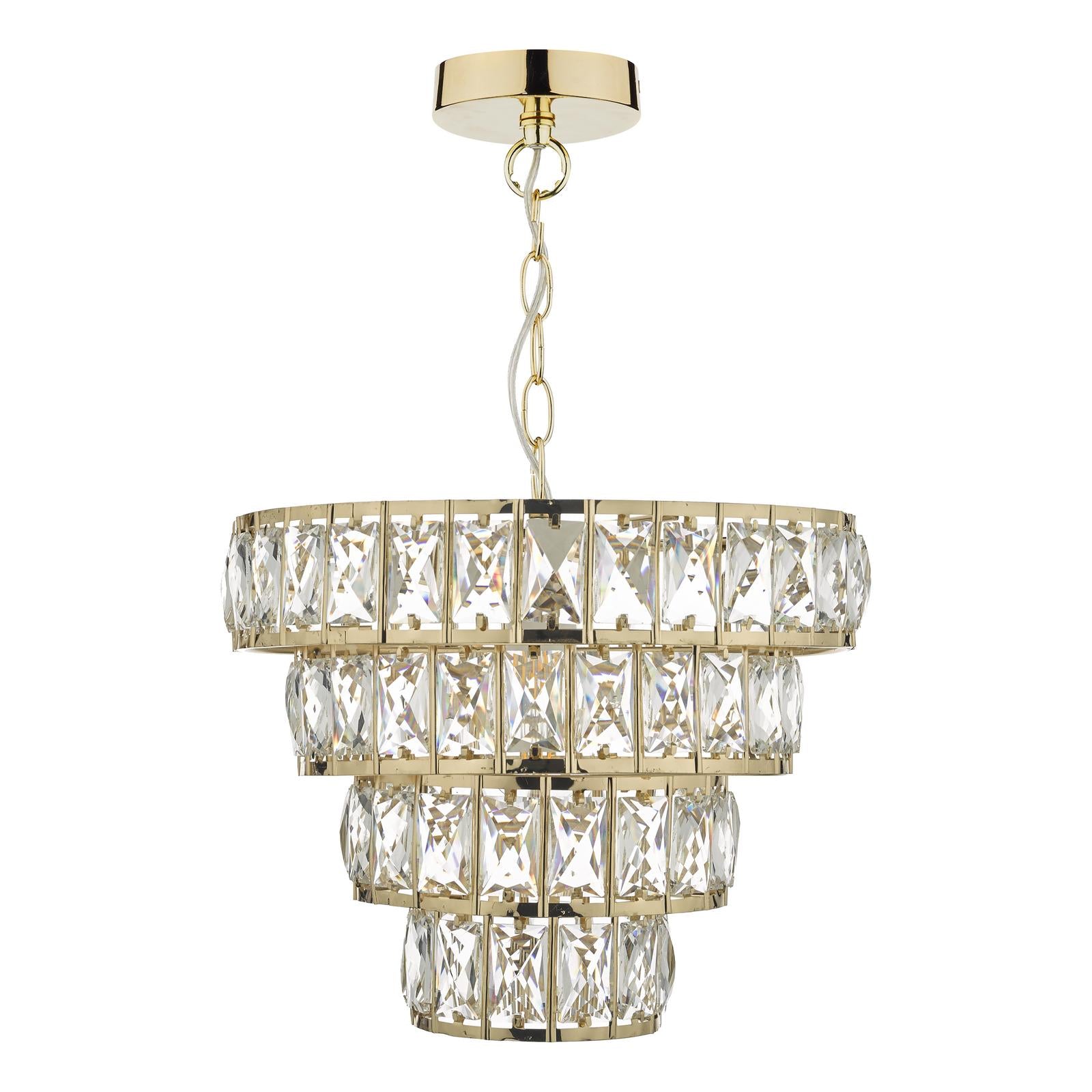 Cerys 1 Light 4 Tier Pendant Crystal & Gold