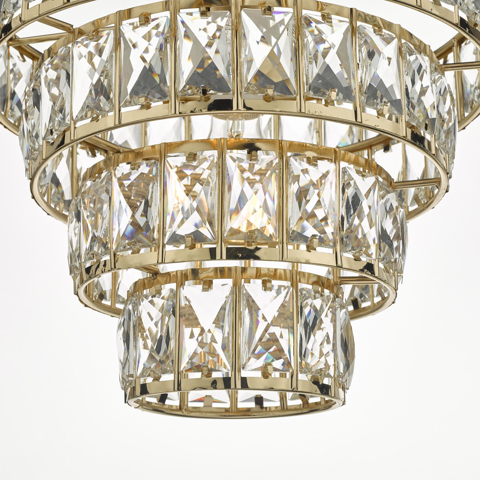 Cerys 1 Light 4 Tier Pendant Crystal & Gold