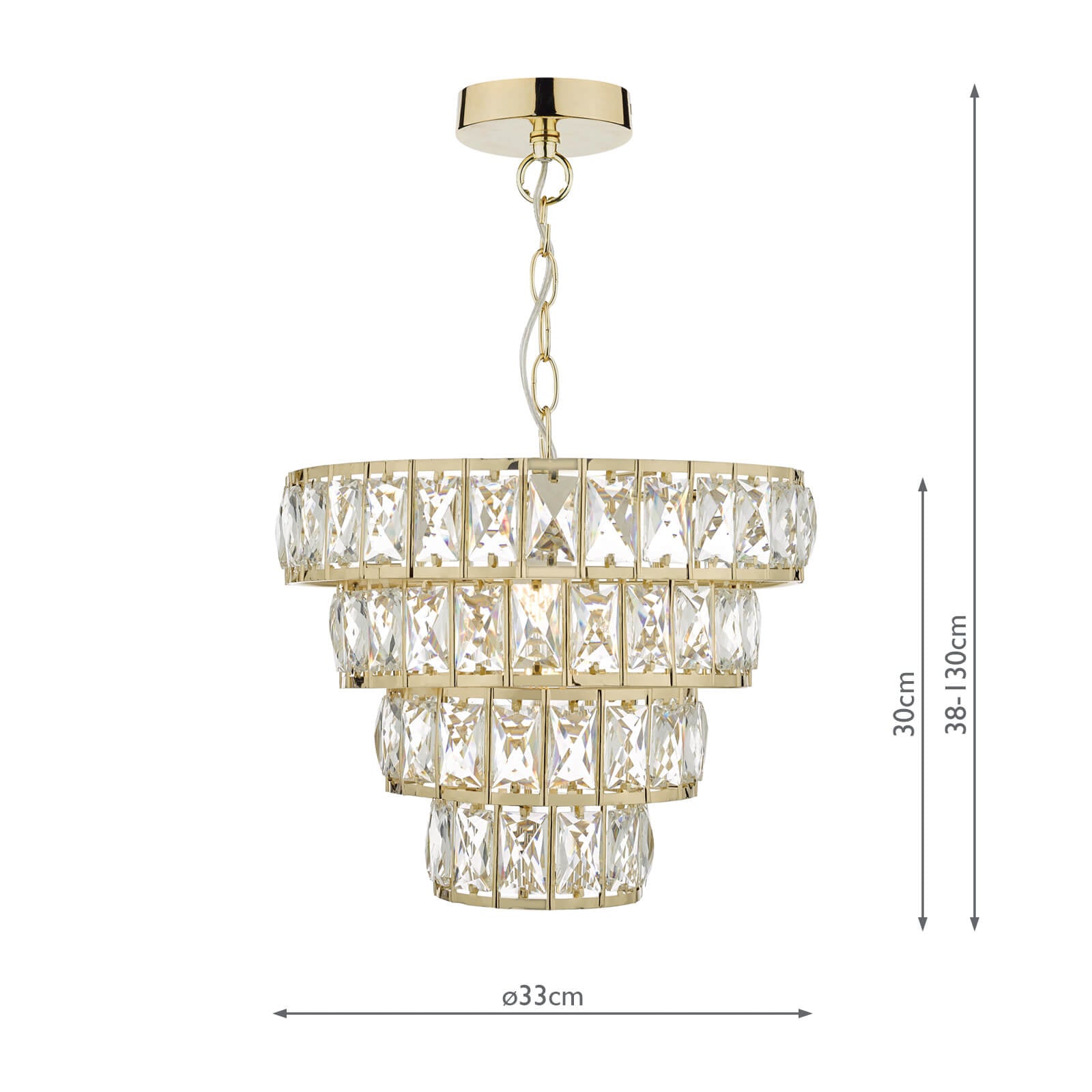 Cerys 1 Light 4 Tier Pendant Crystal & Gold