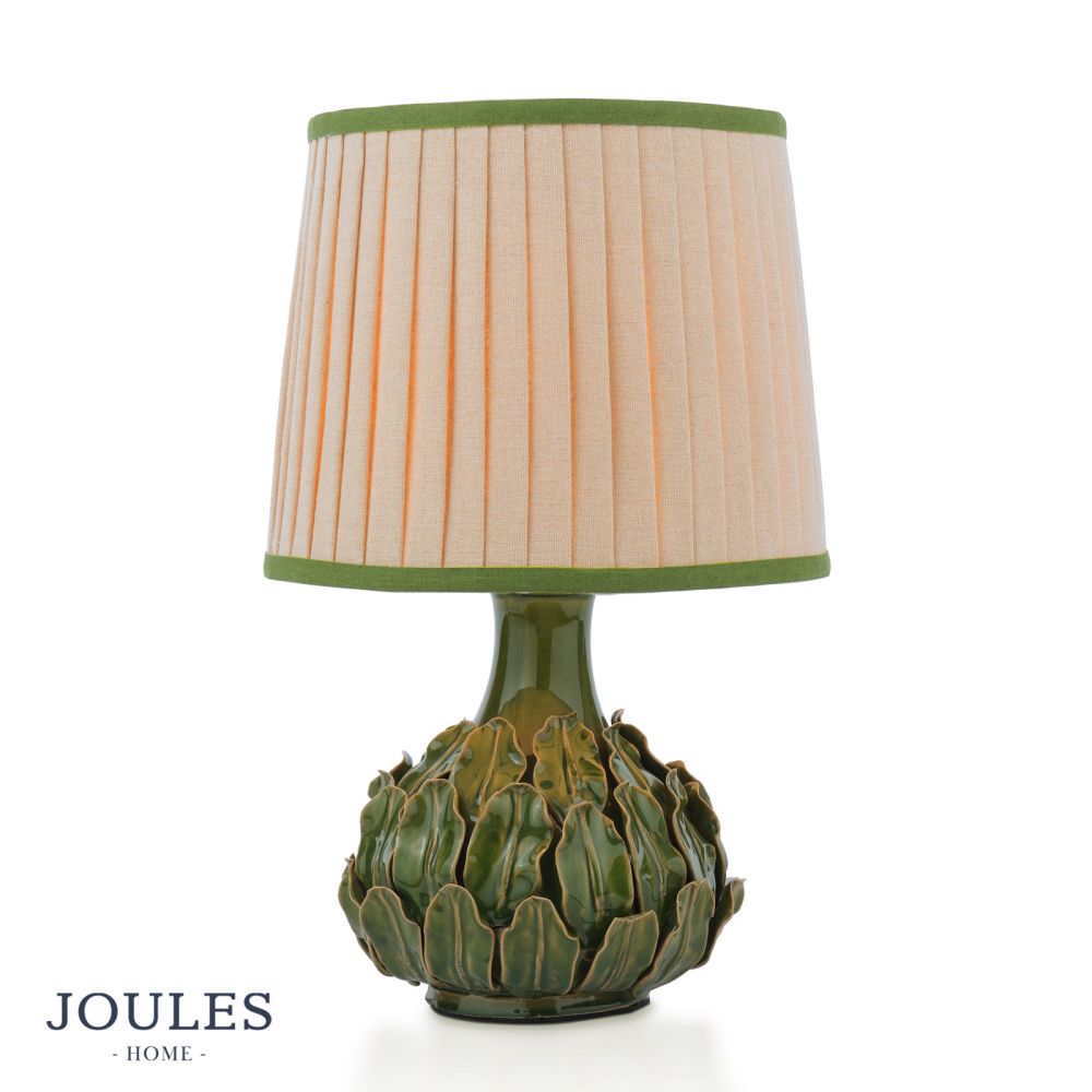 Joules Chatsworth Table Lamp Green Ceramic and Matt Antique Brass With Shade