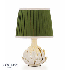 Joules Chatsworth Table Lamp Cream Ceramic and Matt Antique Brass With Green Shade