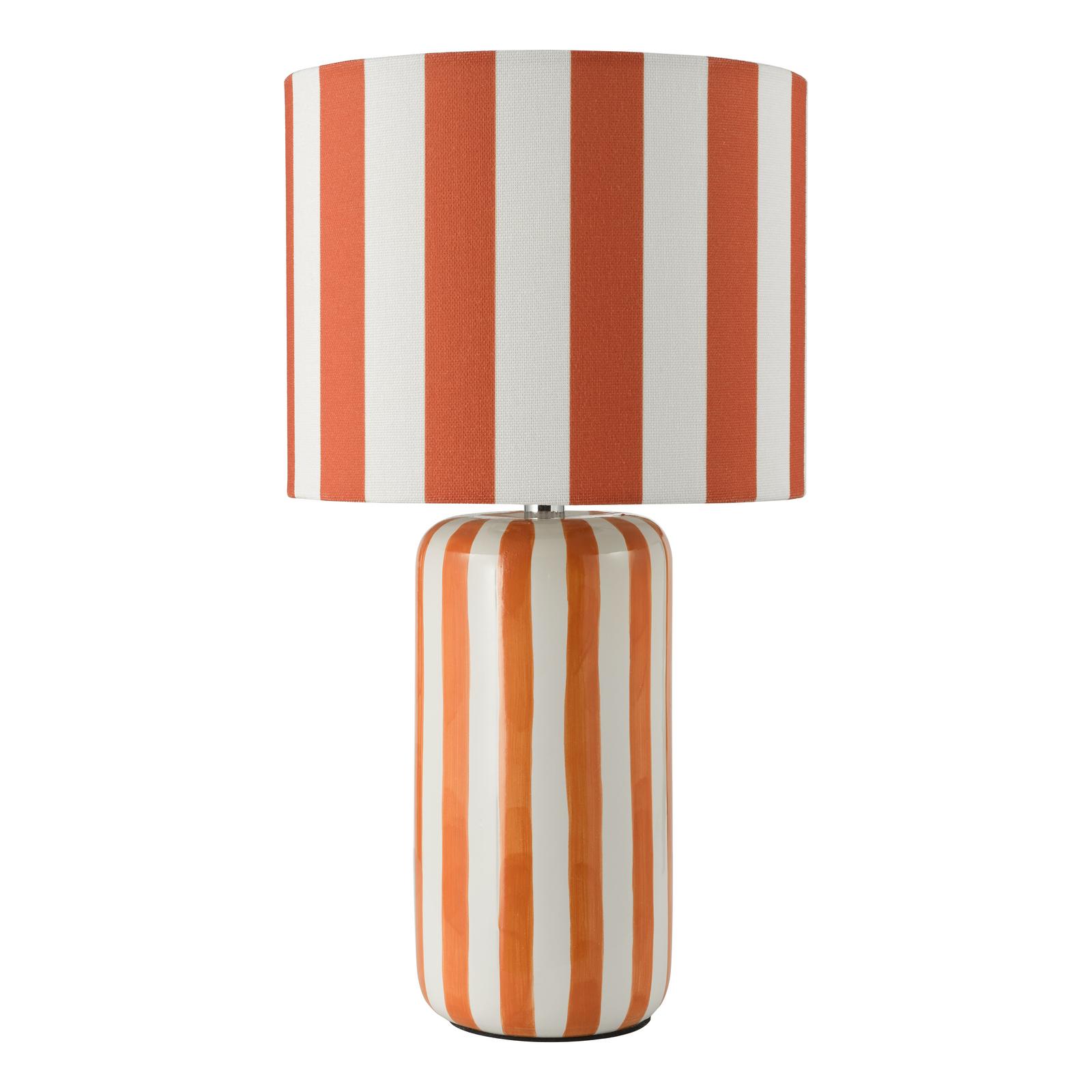 Cicada Table Lamp Orange Ceramic and Polished Chrome With Shade