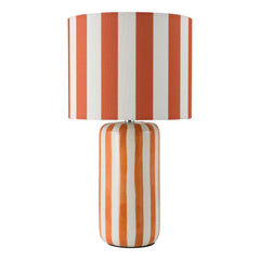 Cicada Table Lamp Orange Ceramic and Polished Chrome With Shade