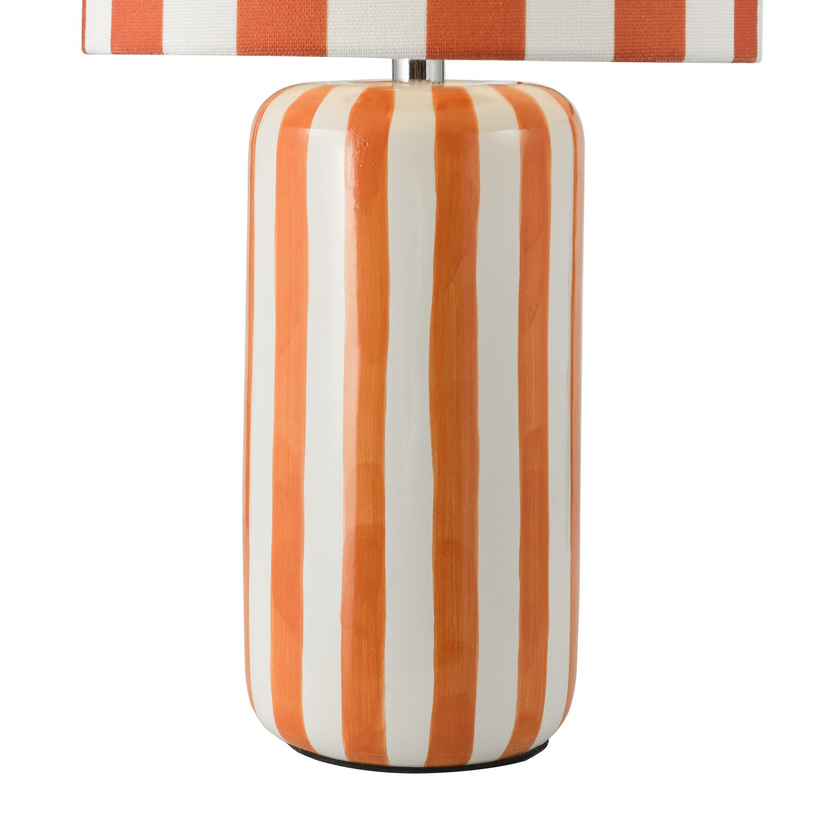 Cicada Table Lamp Orange Ceramic and Polished Chrome With Shade