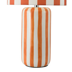 Cicada Table Lamp Orange Ceramic and Polished Chrome With Shade