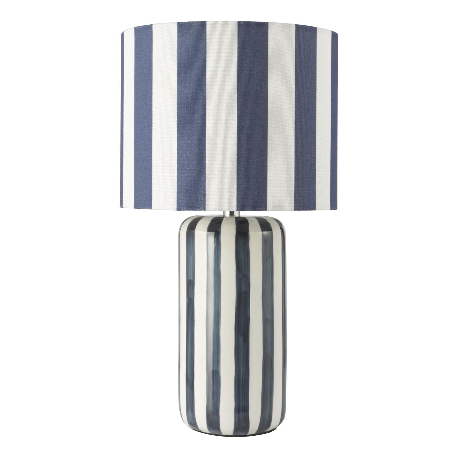 Cicada Table Lamp Blue Ceramic and Polished Chrome With Shade