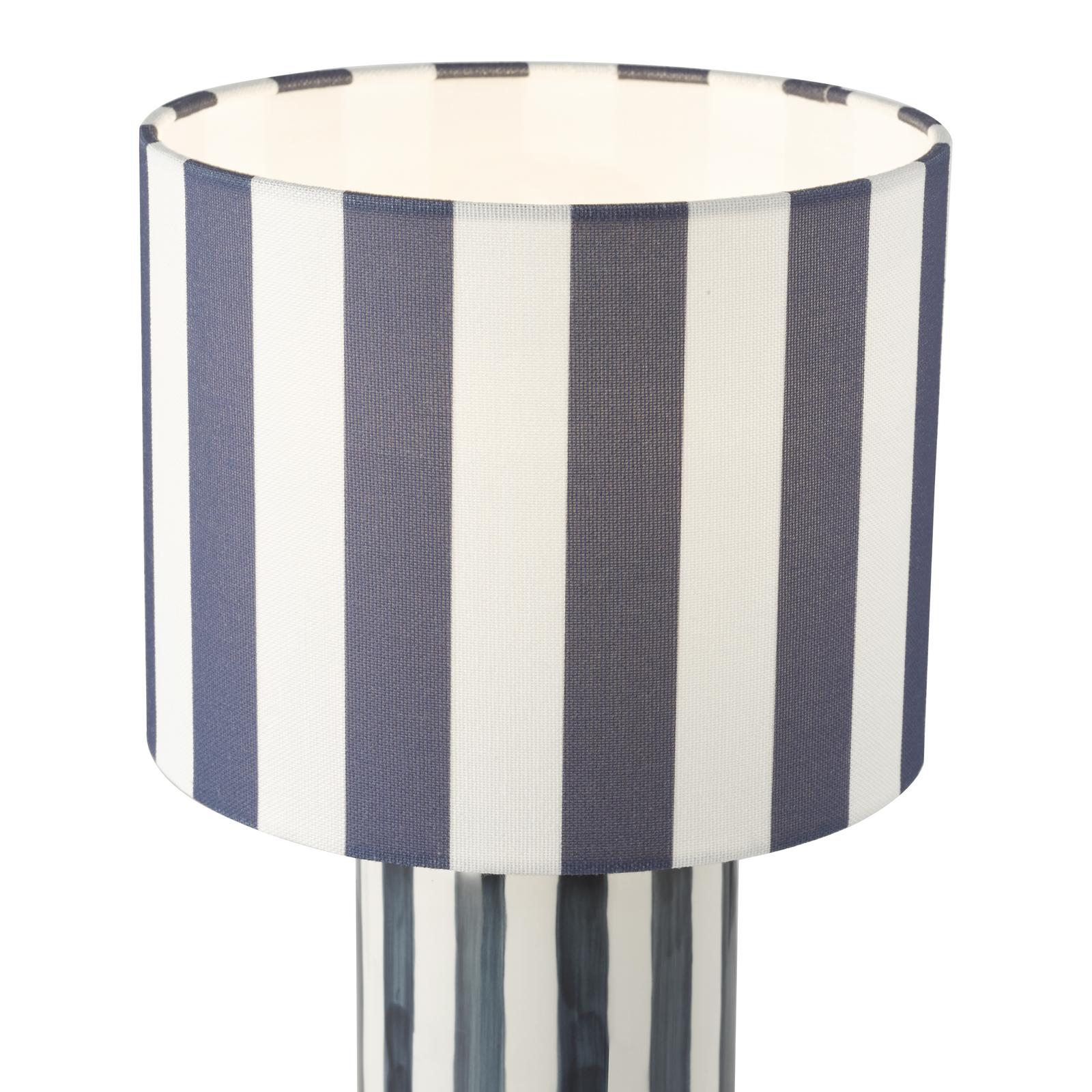 Cicada Table Lamp Blue Ceramic and Polished Chrome With Shade