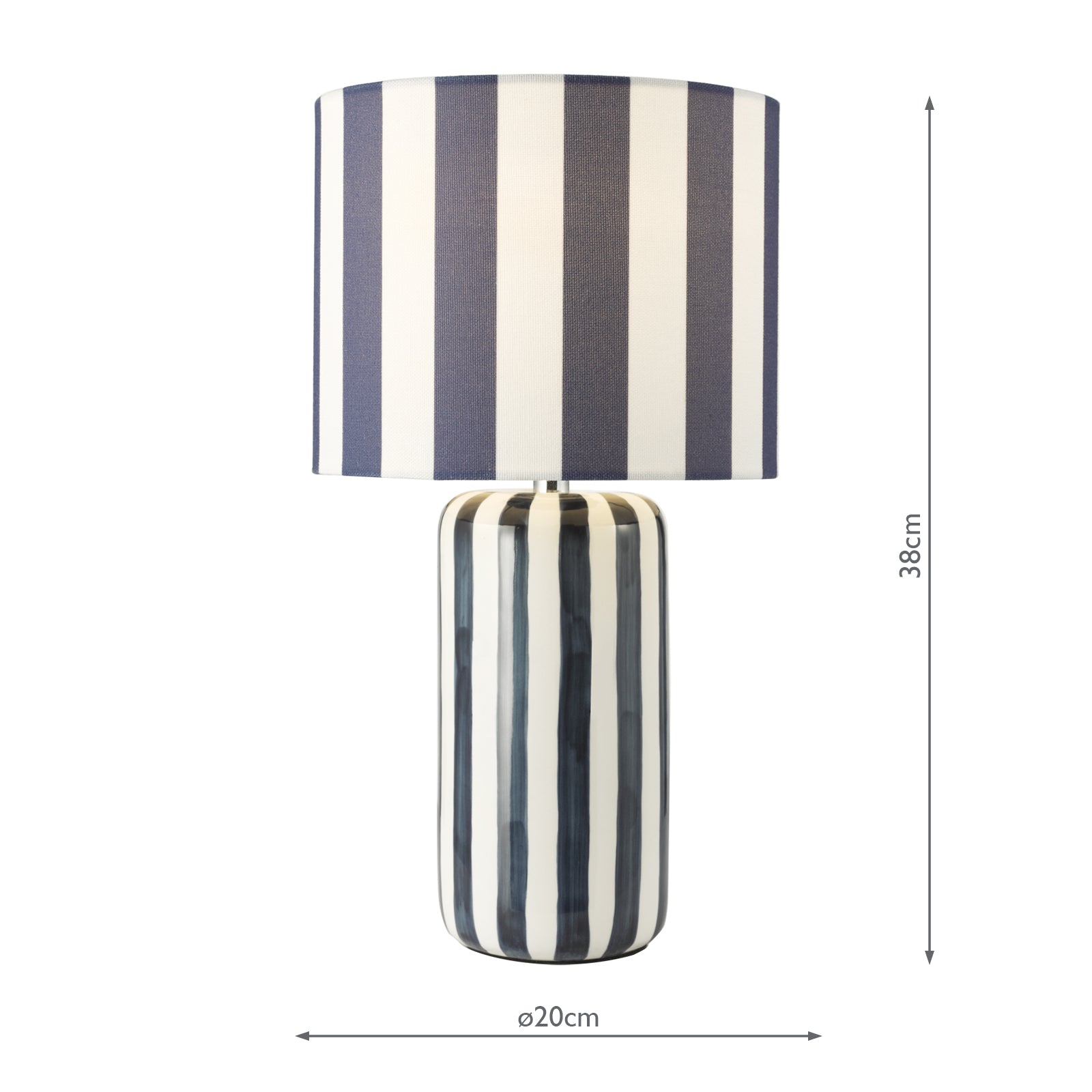 Cicada Table Lamp Blue Ceramic and Polished Chrome With Shade