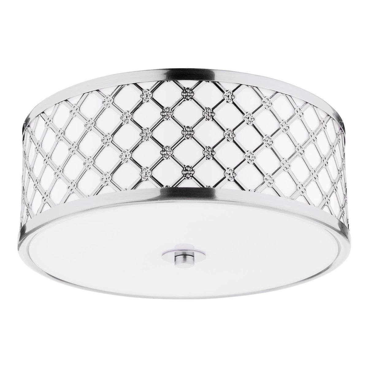 Civic Small 2 Light Flush Polished Chrome Frosted Glass