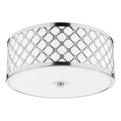 Civic Small 2 Light Flush Polished Chrome Frosted Glass