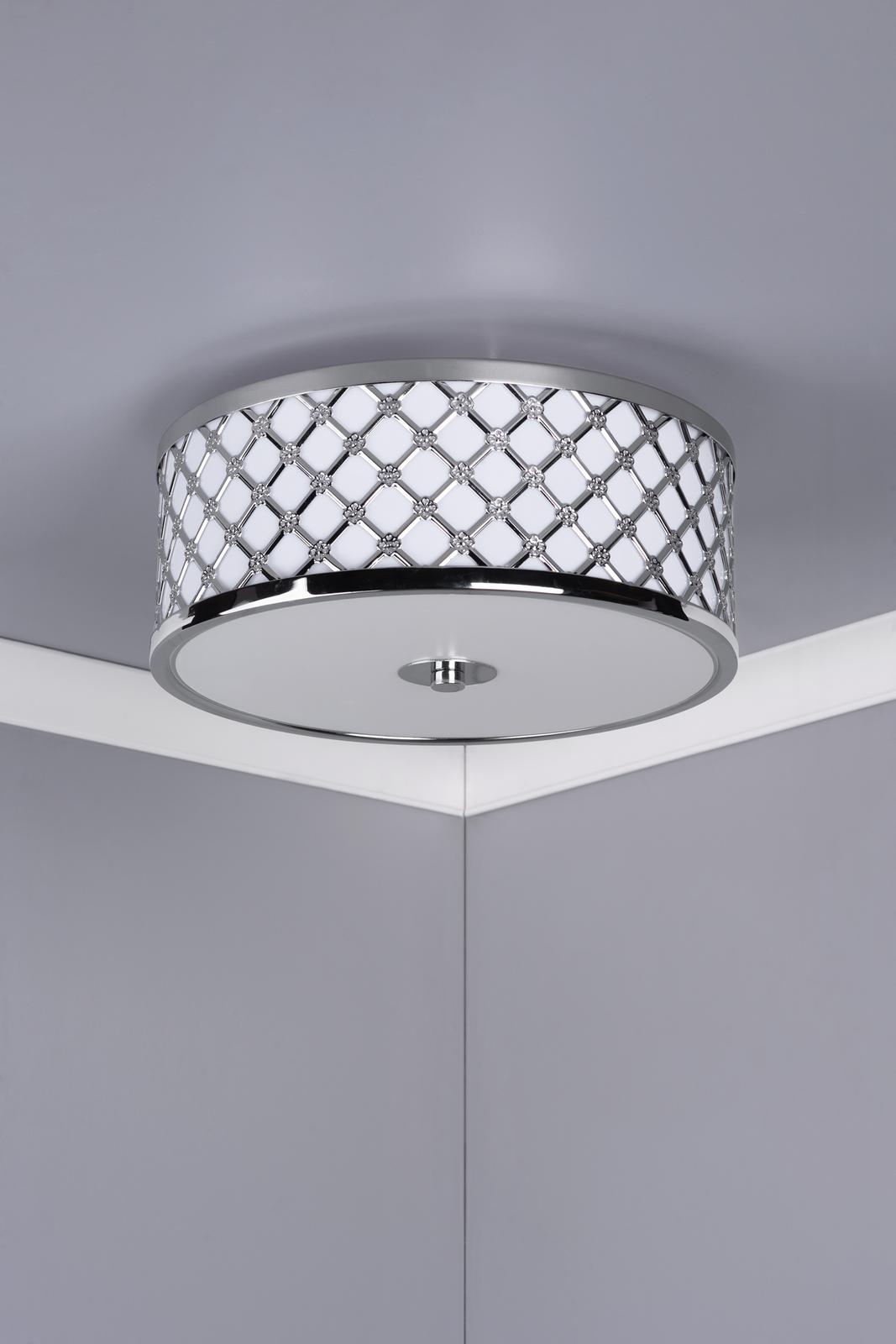 Civic Small 2 Light Flush Polished Chrome Frosted Glass