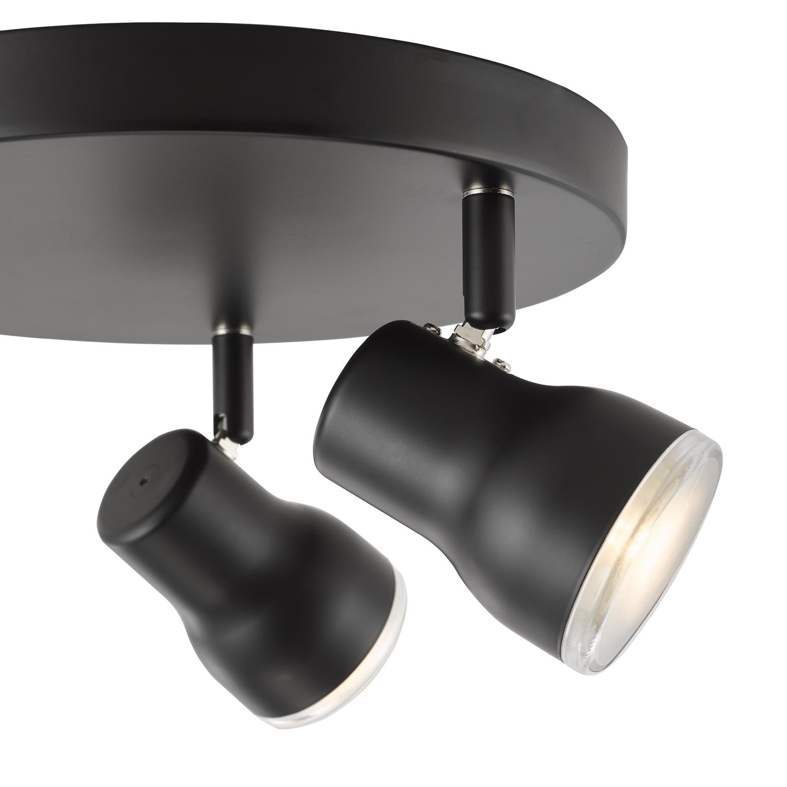 Clint 3 Light Bathroom Plate Spotlight Matt Black IP44