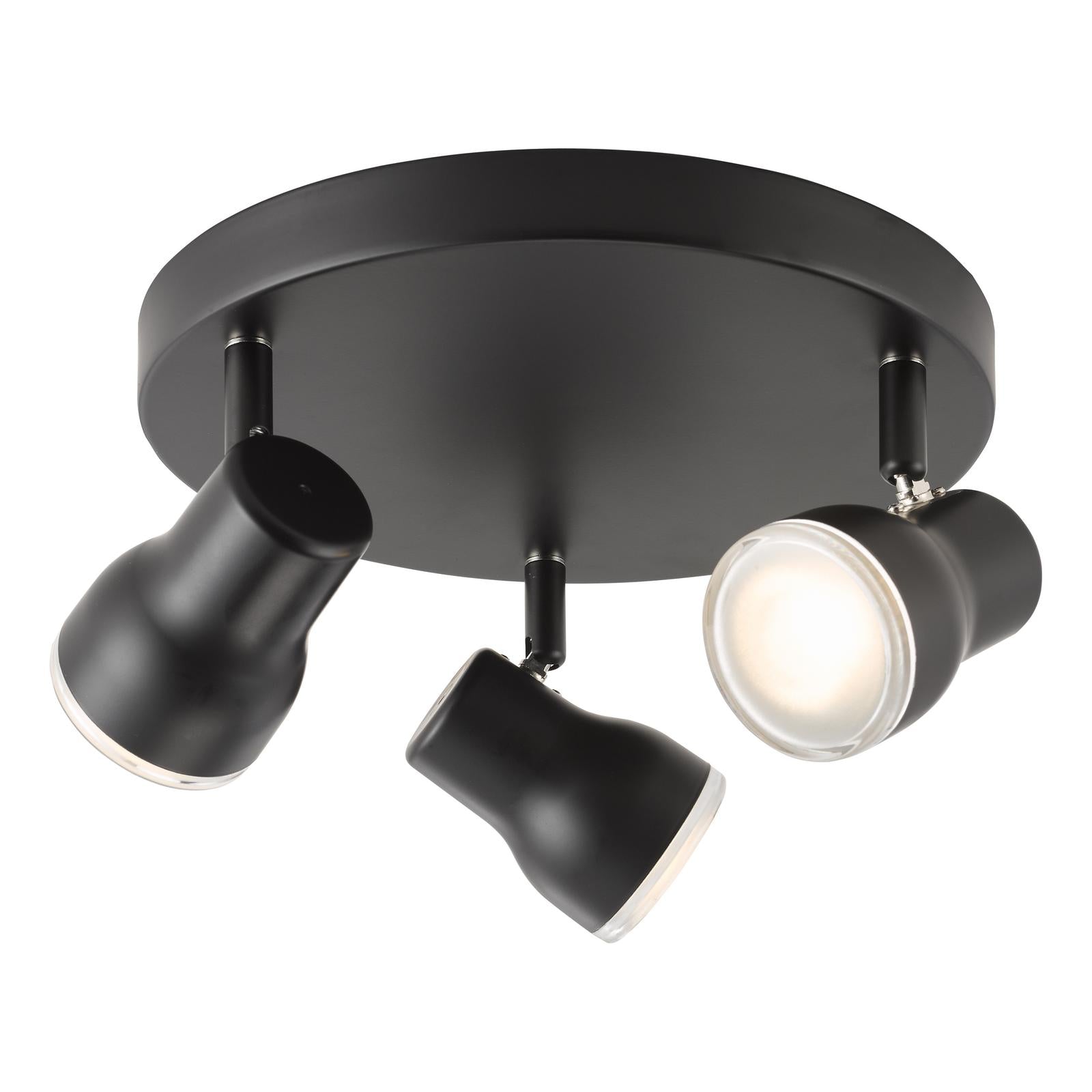 Clint 3 Light Bathroom Plate Spotlight Matt Black IP44