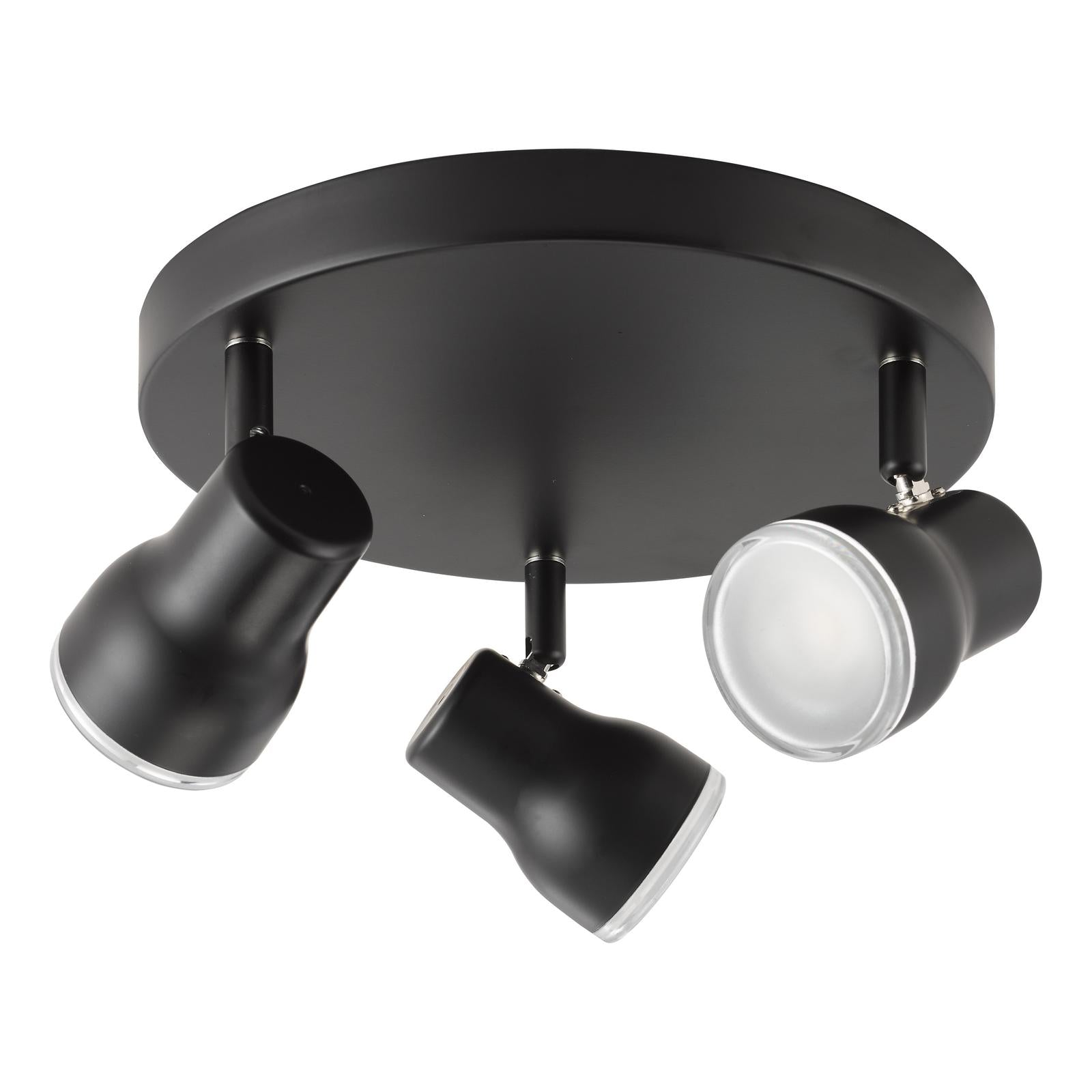 Clint 3 Light Bathroom Plate Spotlight Matt Black IP44