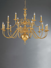 Franklite, Delft 18lt Fitting. Polished Brass Tiered Chandelier