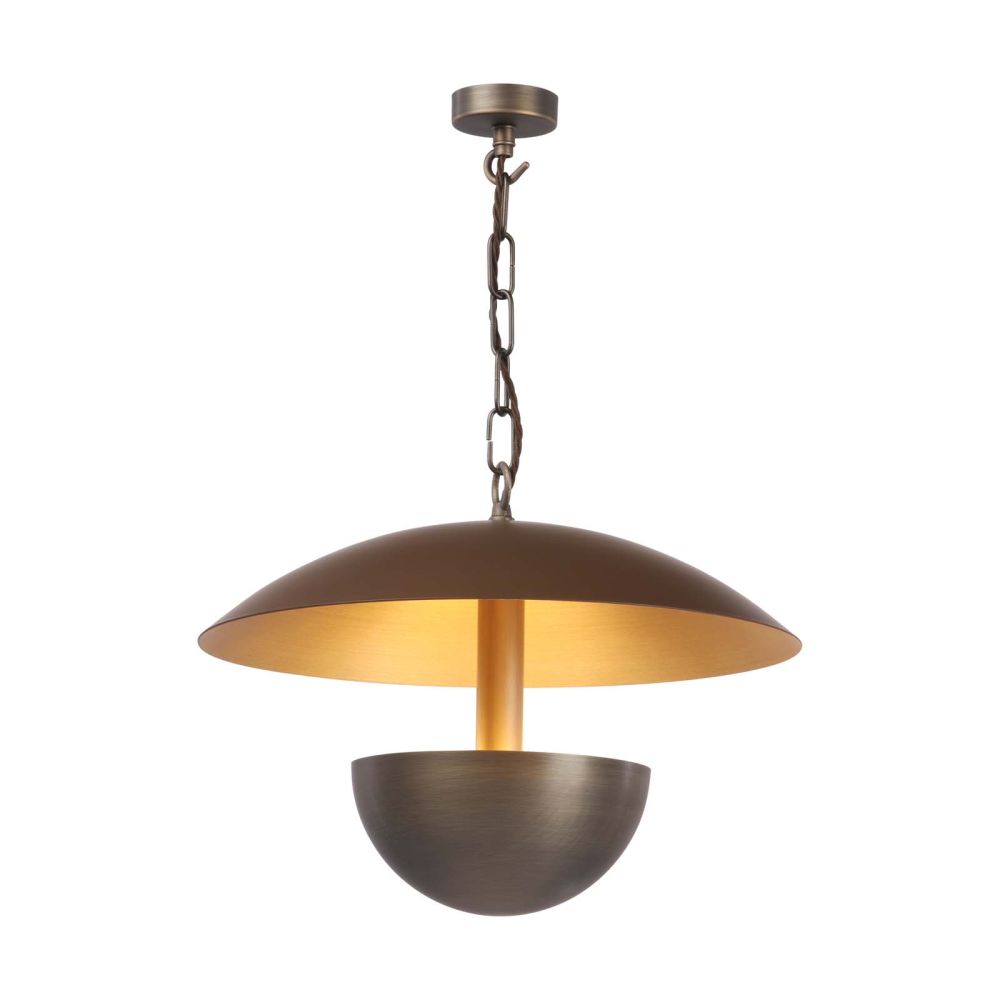 Copenhagen 3 Light Pendant Antique Brass and Cocoa