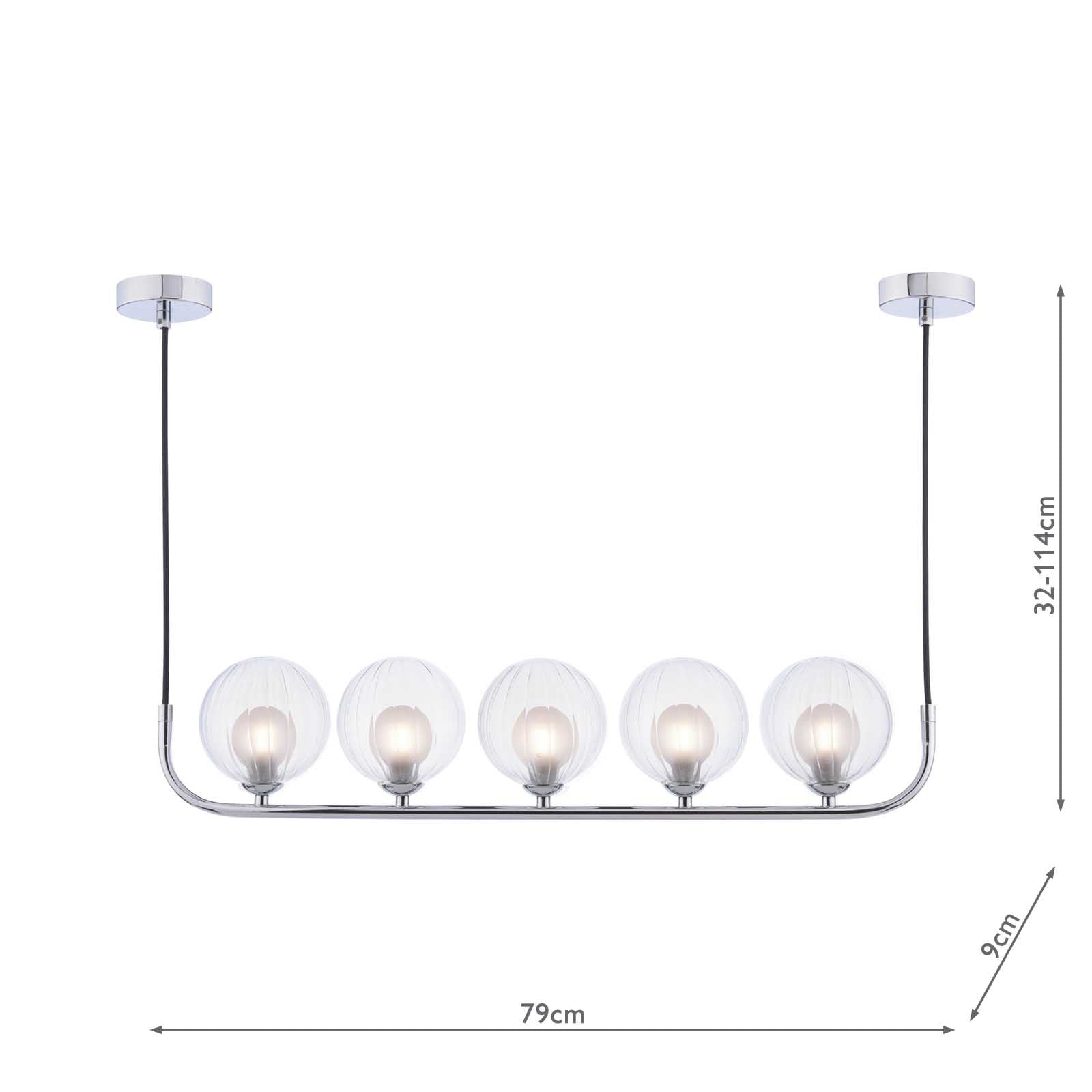 Cradle 5 Light Bar Pendant Polished Chrome With Clear/Opal Glass