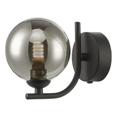 Cradle 1 Light Wall Light Matt Black With Smoked Glass