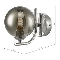 Cradle 1 Light Wall Light Polished Chrome With Smoked Glass