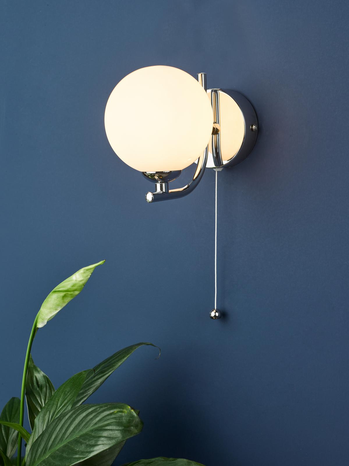Cradle 1 Light Wall Light Polished Chrome With Opal Glass