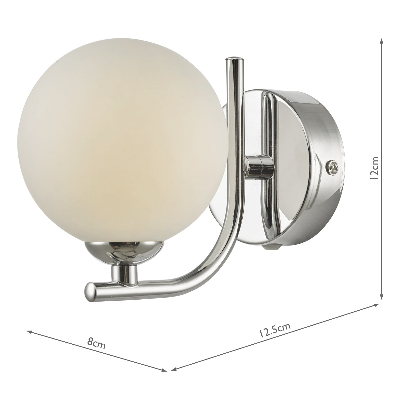 Cradle 1 Light Wall Light Polished Chrome With Opal Glass