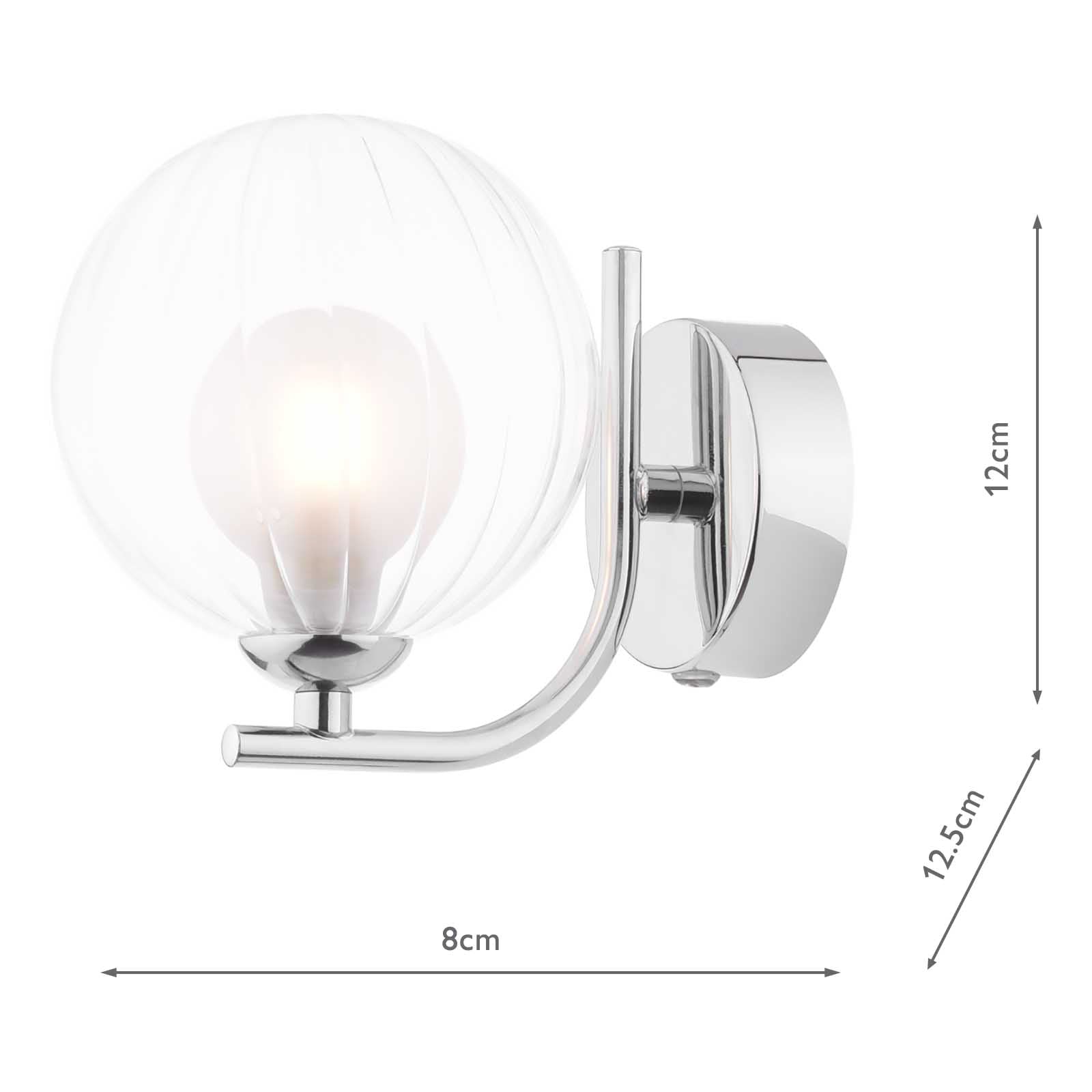 Cradle 1 Light Wall Light Polished Chrome With Clear/Opal Glass
