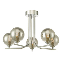 Cradle 5 Light Semi Flush Polished Chrome With Smoked Glass