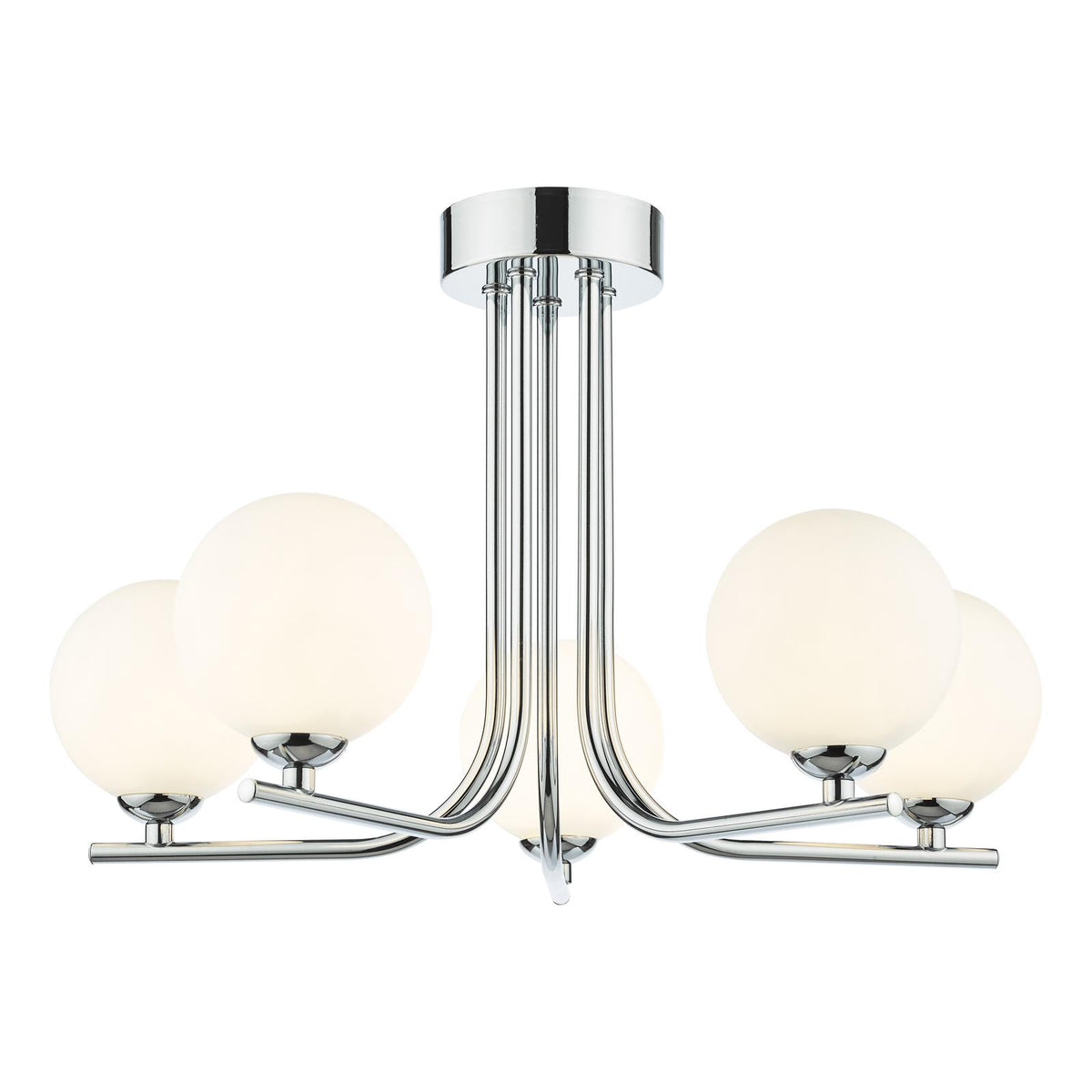 Cradle 5 Light Semi Flush Polished Chrome With Opal Glass