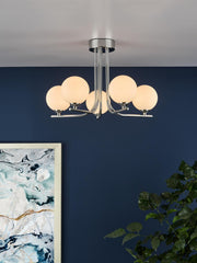 Cradle 5 Light Semi Flush Polished Chrome With Opal Glass