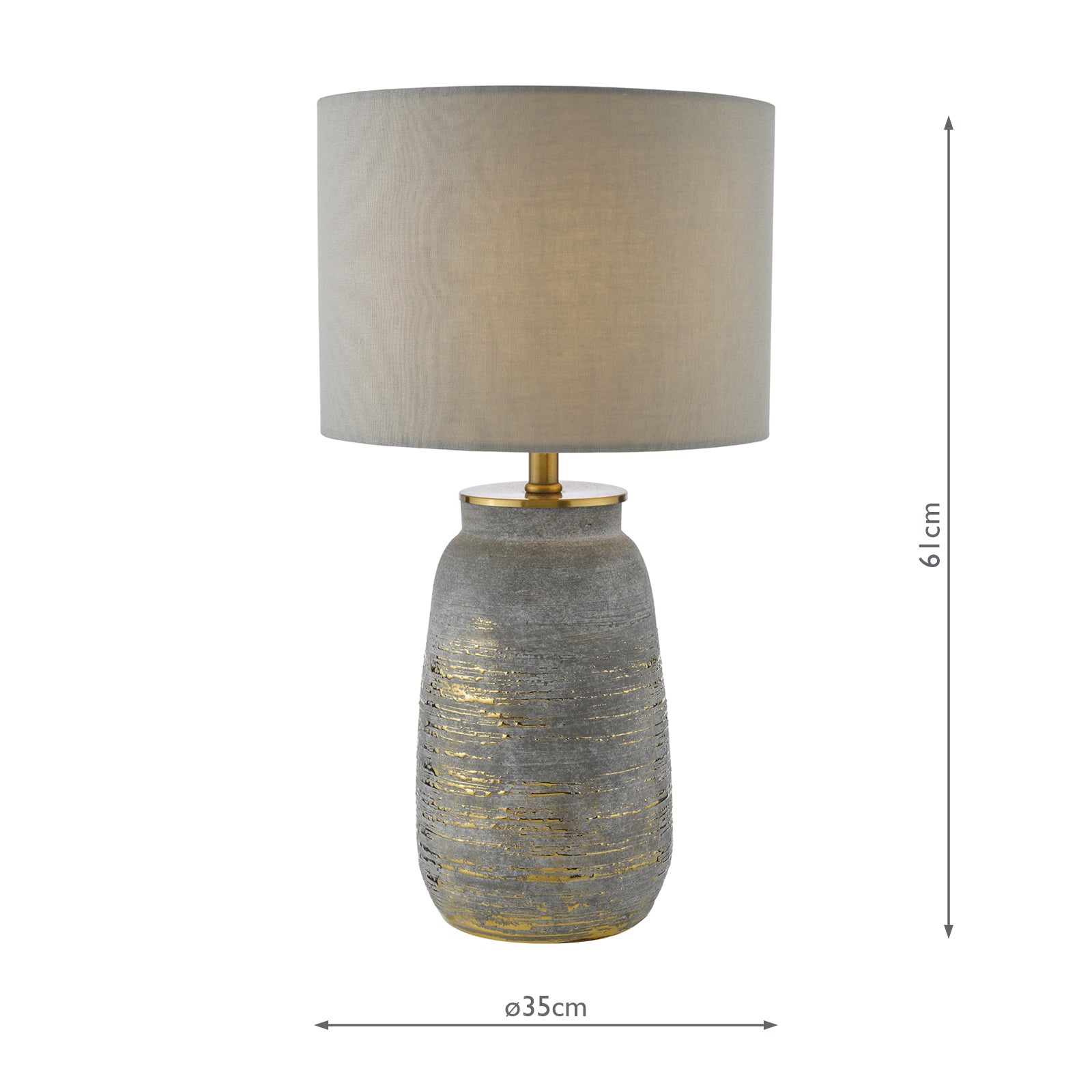Creon Ceramic Table Lamp Grey and Antique Brassss With Shade
