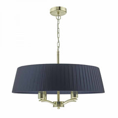 Cristin 4 Light Pendant Satin Brass With Navy Shade