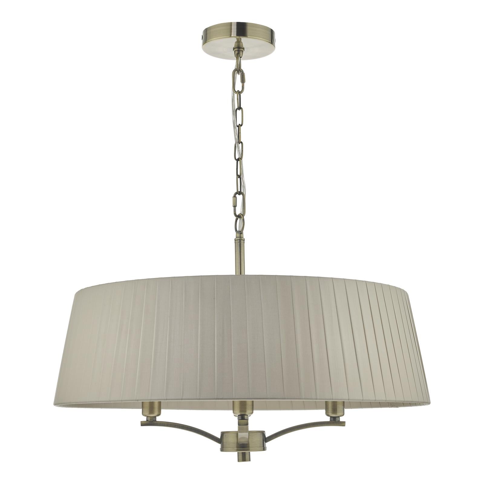 Cristin 4 Light Pendant Antique Brass With Taupe Shade