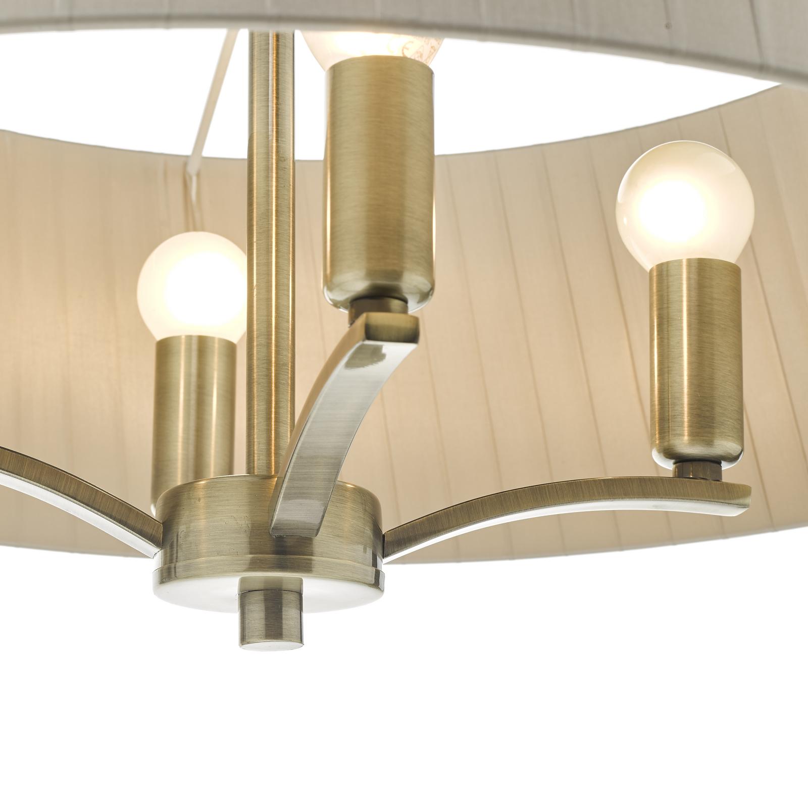 Cristin 4 Light Pendant Antique Brass With Taupe Shade