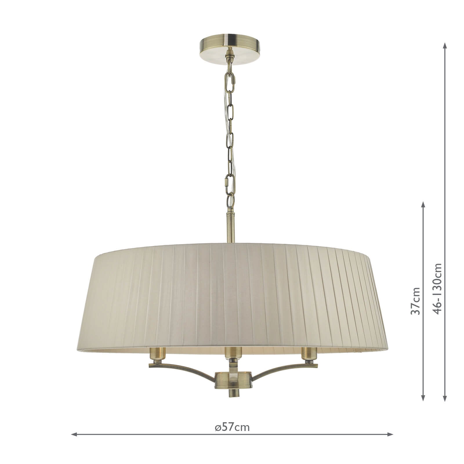 Cristin 4 Light Pendant Antique Brass With Taupe Shade