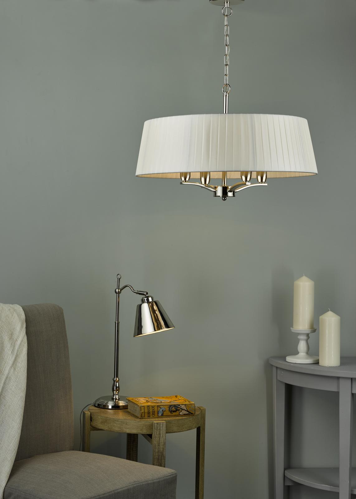 Cristin 4 Light Pendant Polished Nickel With Ivory Shade