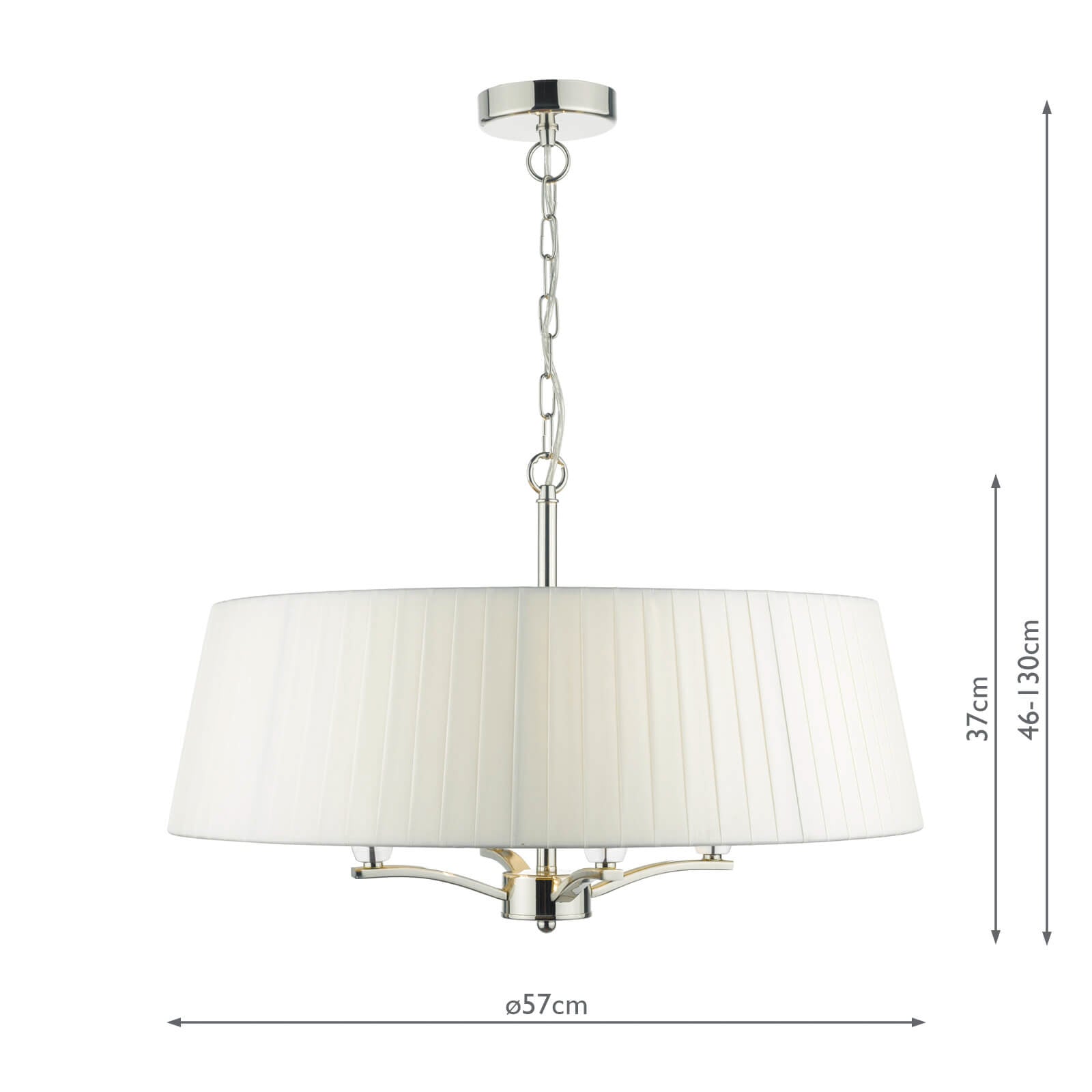 Cristin 4 Light Pendant Polished Nickel With Ivory Shade