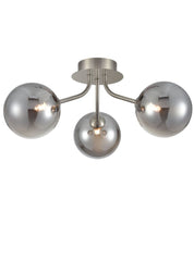Cosmic 3 light fitting in satin nickel with smoked glass