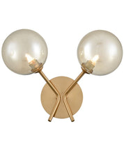 Cosmic 2 light wall bracket in antique gold with amber glass