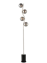 Cosmic Floor Lamp satin nickel with smoked glass