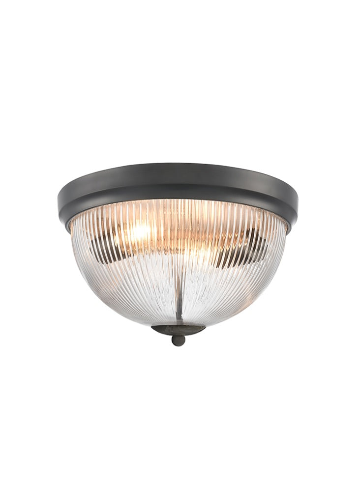 Cupola Matt Black 300mm Flush Ceiling Fitting