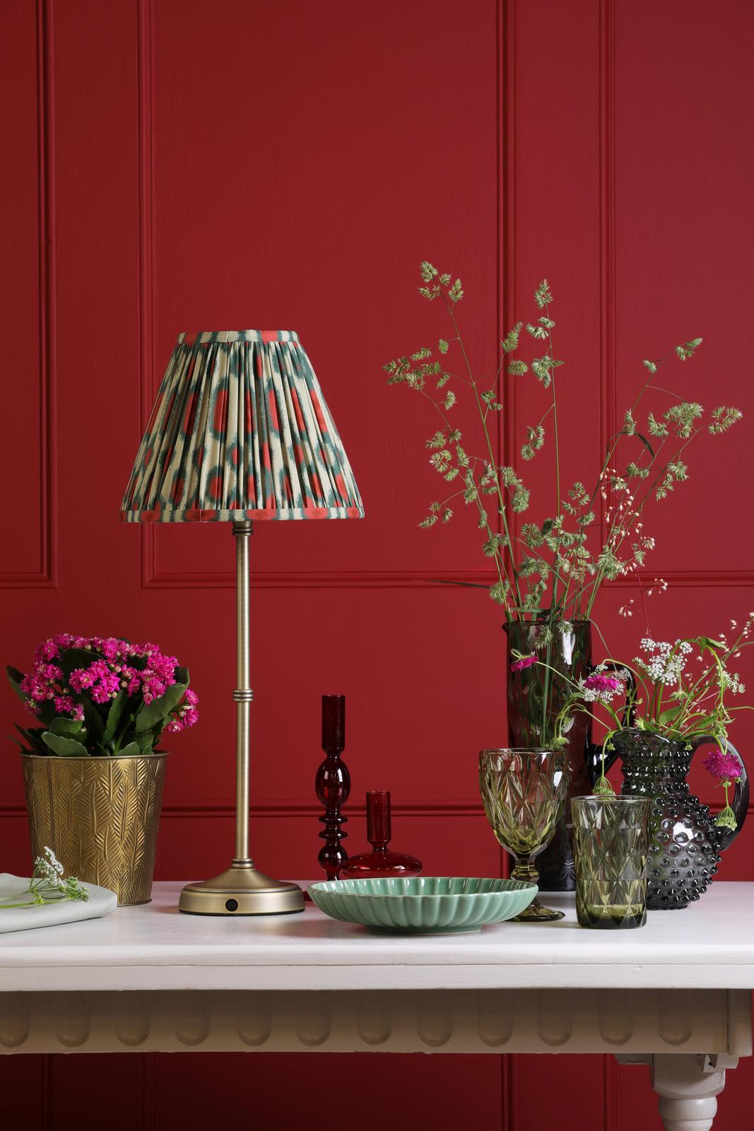 Dahl Rechargeable Table Lamp Matt Antique Brass With Shade LED